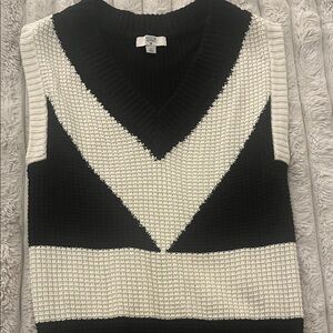 Victor Glemaud Black and Cream V-Neck Sleeveless Sweater Vest